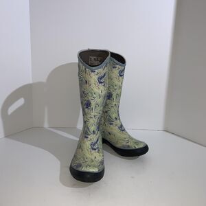 Bogs Rain Boots Womens Size 6 Periwinkle Marble Rubber Waterproof Mid Calf